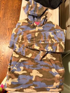 Vintage Comme Toes Camo Fleece Hoodie / Blue
